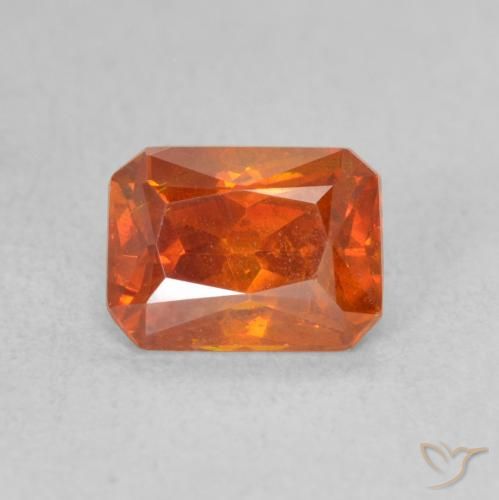1.40ct Natural fogo laranja Esfalerita, Corte Esmeralda, VS-SI