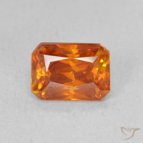 1.60ct Natural Laranja Médio Esfalerita, Corte Esmeralda, VS-SI