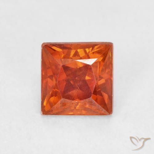 1.08ct Natural fogo laranja Esfalerita, Quadrado, SI