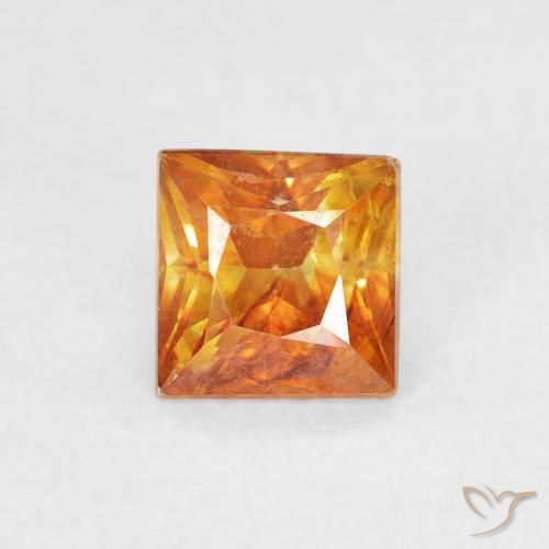 0.88ct Natural Laranja Médio Esfalerita, Quadrado, SI