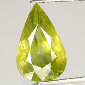 Esfena verde natural 5,24ct, formato de pêra, SI