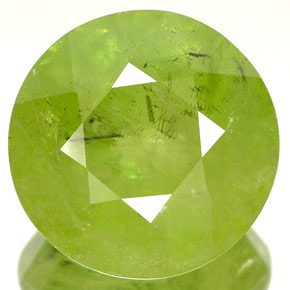 Esfena verde natural 7,01ct, corte redondo, SI
