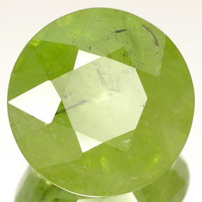 Esfena verde natural 7,01ct, corte redondo, SI