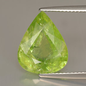 Esfena verde natural 6,05ct, formato de pêra, SI-I1