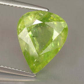 Esfena verde natural 6,05ct, formato de pêra, SI-I1