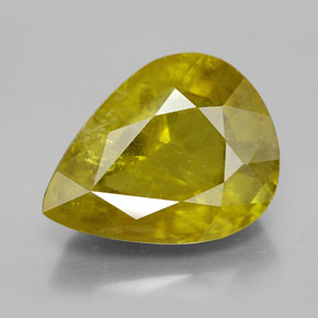 Esfena amarelo natural 12,04ct, formato de pêra, SI