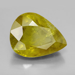 Esfena amarelo natural 12,04ct, formato de pêra, SI