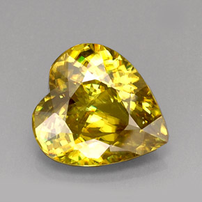 Esfena amarelo natural 12,18ct, formato de coração, VVS