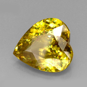 Esfena amarelo natural 12,18ct, formato de coração, VVS