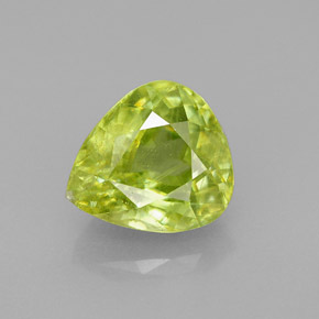 Esfena verde natural 3,30ct, formato de pêra, SI