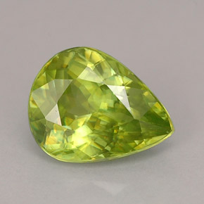 Esfena verde natural 1,26ct, formato de pêra, VS