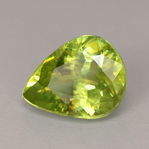 Esfena verde natural 1,26ct, formato de pêra, VS