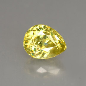 Esfena amarelo natural 1,46ct, formato de pêra, VS