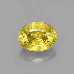 Esfena amarelo natural 1,28ct, corte oval, VS