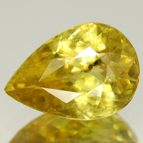 Esfena amarelo natural 1,49ct, formato de pêra, VVS-VS