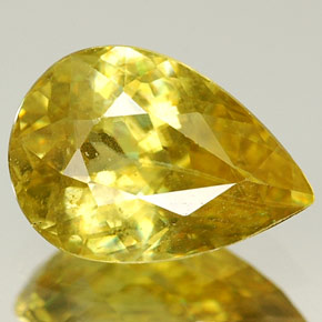 Esfena amarelo natural 1,49ct, formato de pêra, VVS-VS