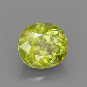 Esfena verde natural 3,15ct, corte oval, VS