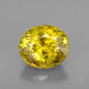 Esfena Amarelo Dourado Natural 1.12ct, Corte Oval, VS