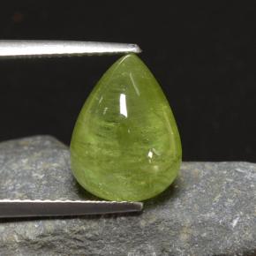 Esfena verde natural 6,90ct, formato de pêra, translúcido