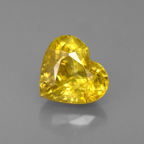Esfena amarelo natural 1,62ct, formato de coração, VS-SI