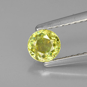 Esfena amarelo natural 0,40ct, corte redondo, VVS