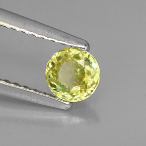 Esfena amarelo natural 0,40ct, corte redondo, VVS