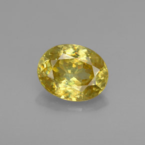 Esfena amarelo natural 0,92ct, corte oval, VVS-VS