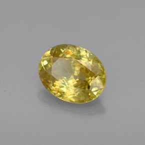 Esfena amarelo natural 0,92ct, corte oval, VVS-VS