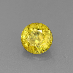 Esfena amarelo natural 0,69ct, corte redondo, VS
