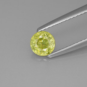 Esfena verde natural 0,62ct, corte redondo, VS-SI