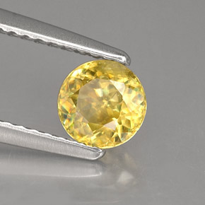 Esfena amarelo natural 0,72ct, corte redondo, SI