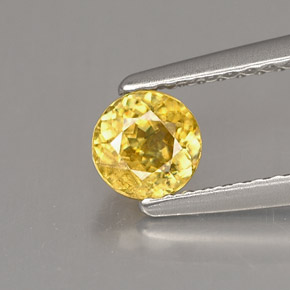 Esfena amarelo natural 0,49ct, corte redondo, VS
