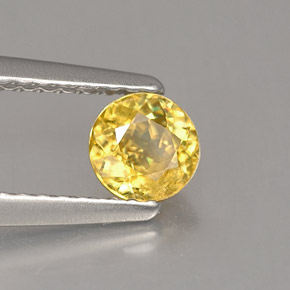 Esfena amarelo natural 0,49ct, corte redondo, VS