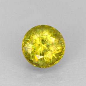 Esfena amarelo natural 1,64ct, corte redondo, VS