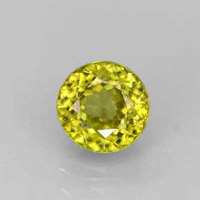 Esfena amarelo natural 1,24ct, corte redondo, VS