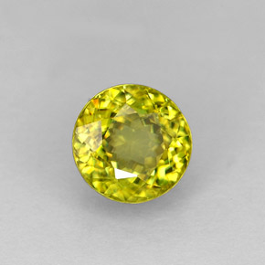 Esfena amarelo natural 1,24ct, corte redondo, VS