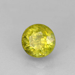 Esfena amarelo natural 1,37ct, corte redondo, VS-SI