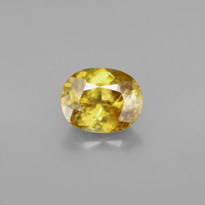 Esfena amarelo natural 1,59ct, corte oval, VVS-VS