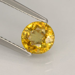 Esfena Amarelo Dourado Natural 0.96ct, Corte Redondo, VS