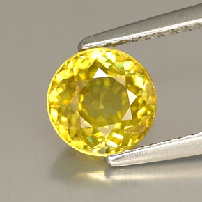 Esfena Amarelo Dourado Natural 1.31ct, Corte Redondo, VVS-VS