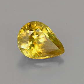 Esfena Dourado Esverdeado Natural 1.38ct, Formato de pêra, VS