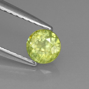 Esfena verde natural 0,42ct, corte redondo, VS