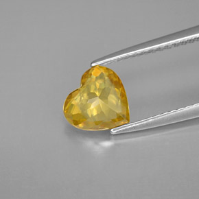 Esfena amarelo natural 1,16ct, formato de coração, VVS-VS