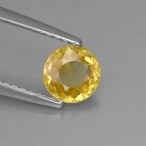Esfena amarelo natural 0,72ct, corte redondo, SI