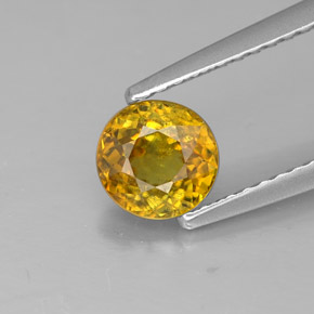 Esfena amarelo natural 0,79ct, corte redondo, SI