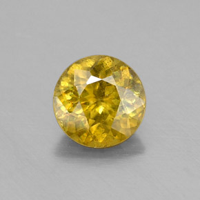 Esfena ouro natural 0,74ct, corte redondo, SI