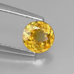 Esfena amarelo natural 0,69ct, corte redondo, VS-SI