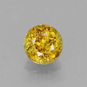 Esfena amarelo natural 0,55ct, corte redondo, VVS-VS