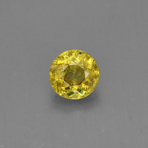 Esfena amarelo natural 0,51ct, corte redondo, VS
