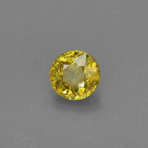 Esfena amarelo natural 0,51ct, corte redondo, VS